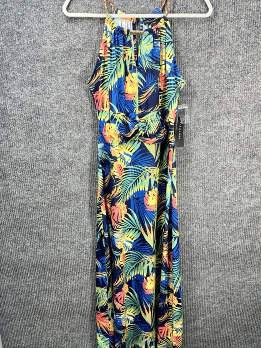 Tribal Femme Maxi Dress Size Small Multicolor Floral Tropical High Keyhole Neck